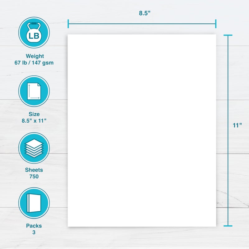 PrintWorks White Cardstock 8.5" x 11" - 67 lb/147 gsm Vellum Bristol - 750 Sheets - Made in the USA - SFIÂ® Certified - 92 Bright - Card Stock Printer Paper for School, Craft, & Office Use (00564C) - Image 2